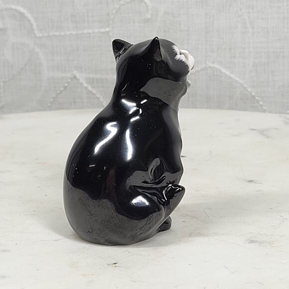 Royal Doulton Lucky Cat Miniature 2.5" Black Bone China Anthropomorphic England - Picture 6 of 16